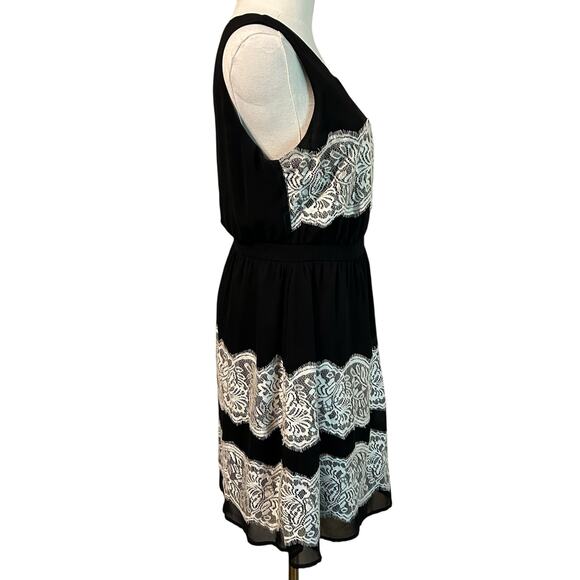 YA Los Angeles Dress Silk Blend Black Sheer w/ Lace Lining Med Sleeveless - Picture 10 of 11